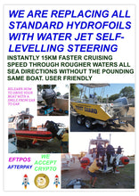 Load image into Gallery viewer, CLICK TO BUY HERE, WE ARE REPLACING ALL STANDARD HYDROFOILS WITH WATER JET SELF-LEVELLING STEERING
